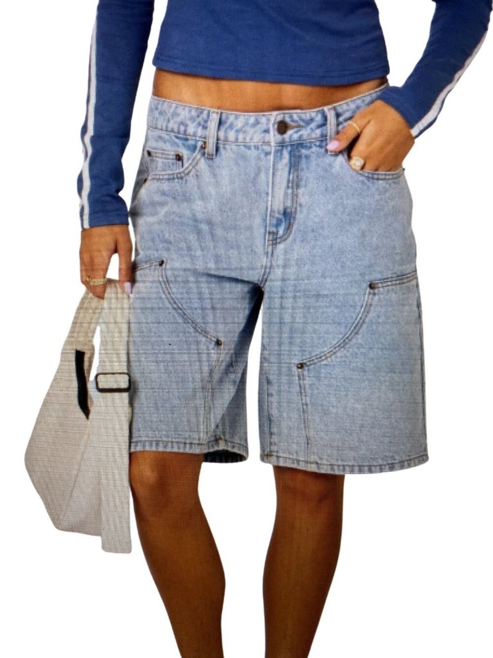 Le Lis  Women's Double Knee Medium Blue Denim Shorts Varies NWT